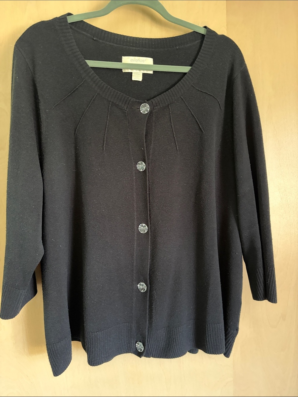 Avenue Black Button-Front Knit Cardigan